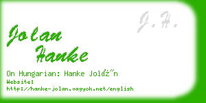 jolan hanke business card